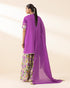 Unstitched Women's Purple Textured Lawn 3 Piece Suit